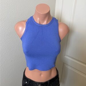 Zara purpleish Blue Sleeveless Crop Tank Top Sz S